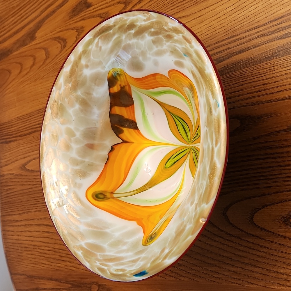 Beautiful Murano Venetian Large Art Glass Bowl